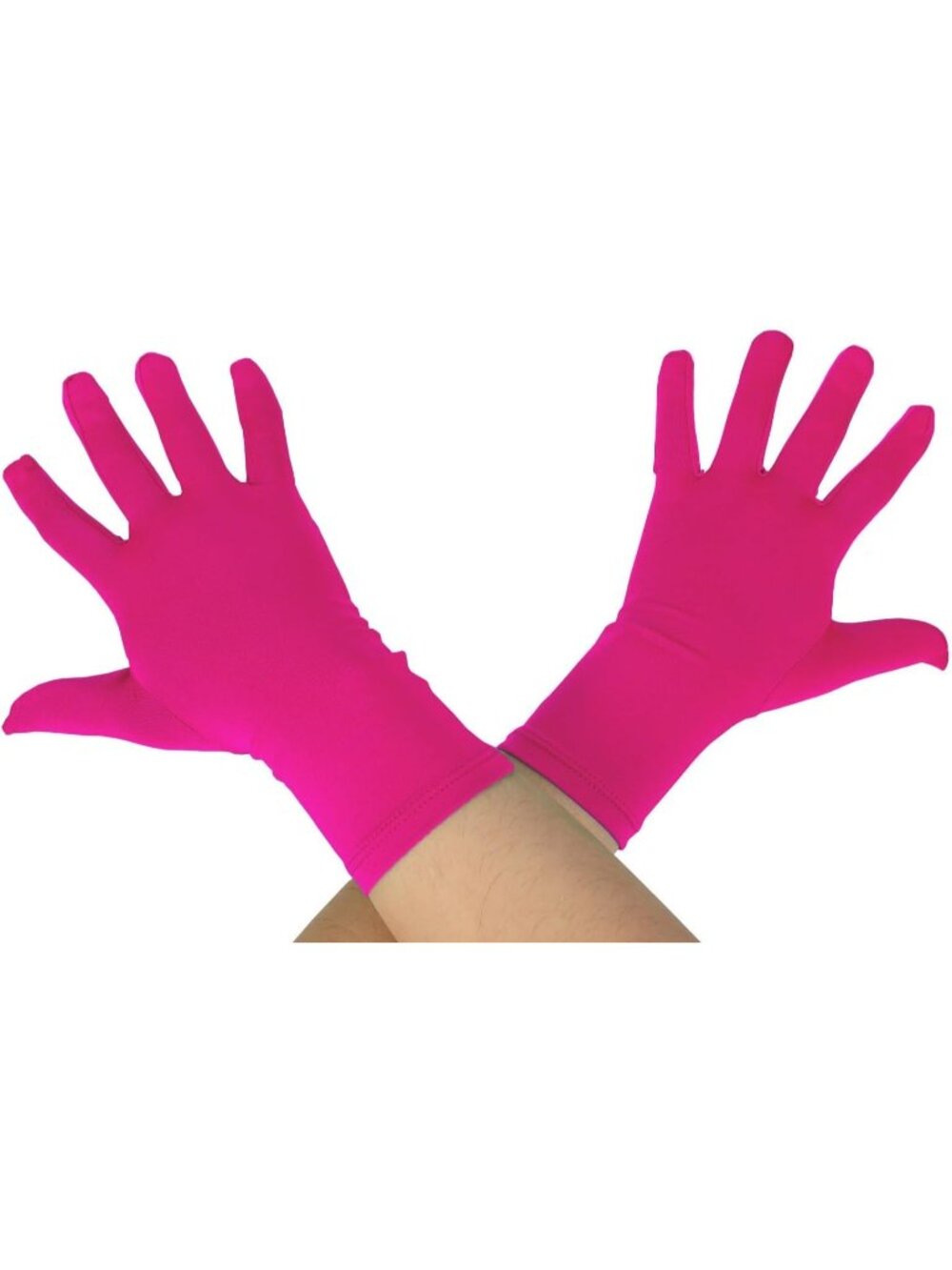 Women's Hot Pink 9.5“ Unisex Short Spandex Length Stretchy Costume Gloves